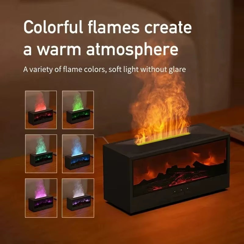 3D Flame Effect Aromatherapy Diffuser – LED Color Mist Humidifier with Remote Control