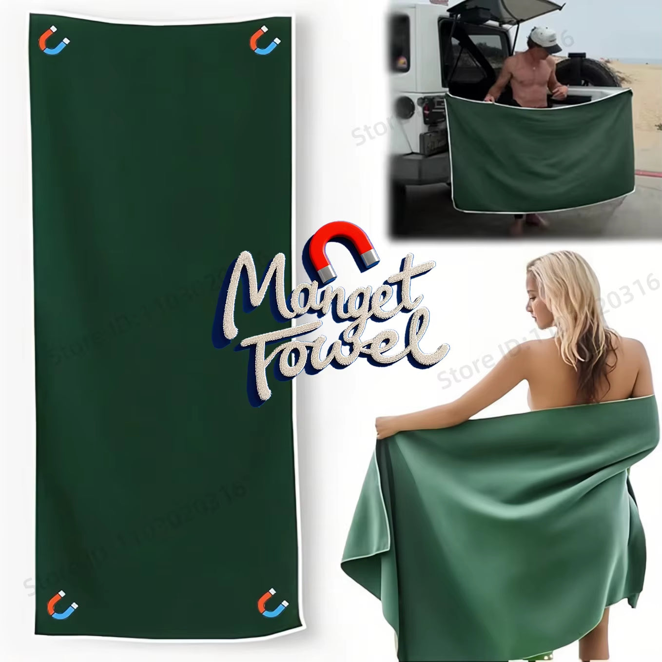 Multi-Use Coral Fleece Magnetic Towel – Fast-Drying, Compact & Travel-Friendly