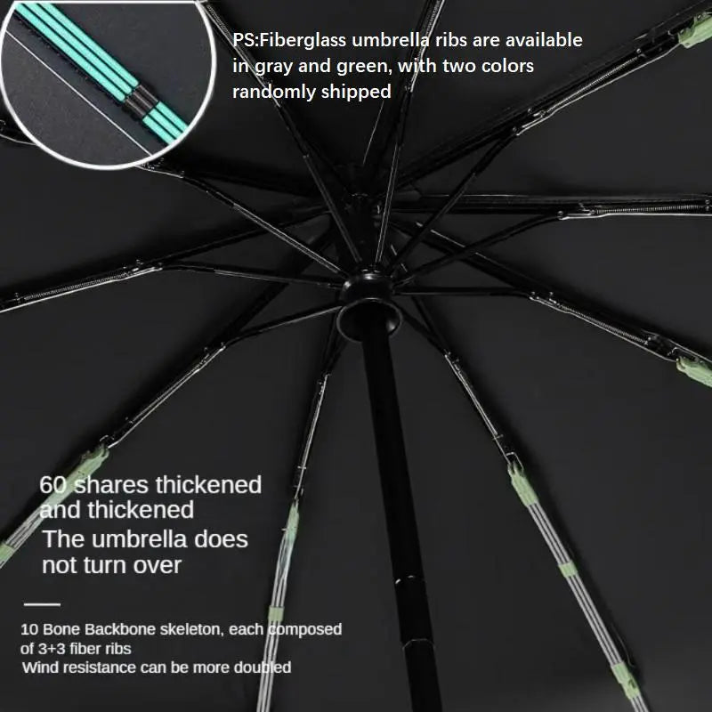Compact Green Auto Open Umbrella – Windproof, Rainproof & UV Protection | Portable Folding Travel Umbrella for Everyday Use