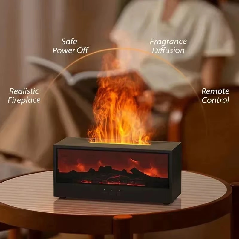 3D Flame Effect Aromatherapy Diffuser – LED Color Mist Humidifier with Remote Control