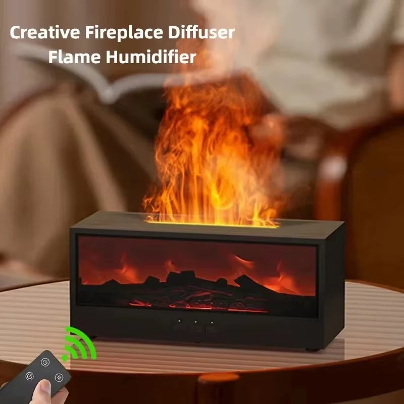 3D Flame Effect Aromatherapy Diffuser – LED Color Mist Humidifier with Remote Control