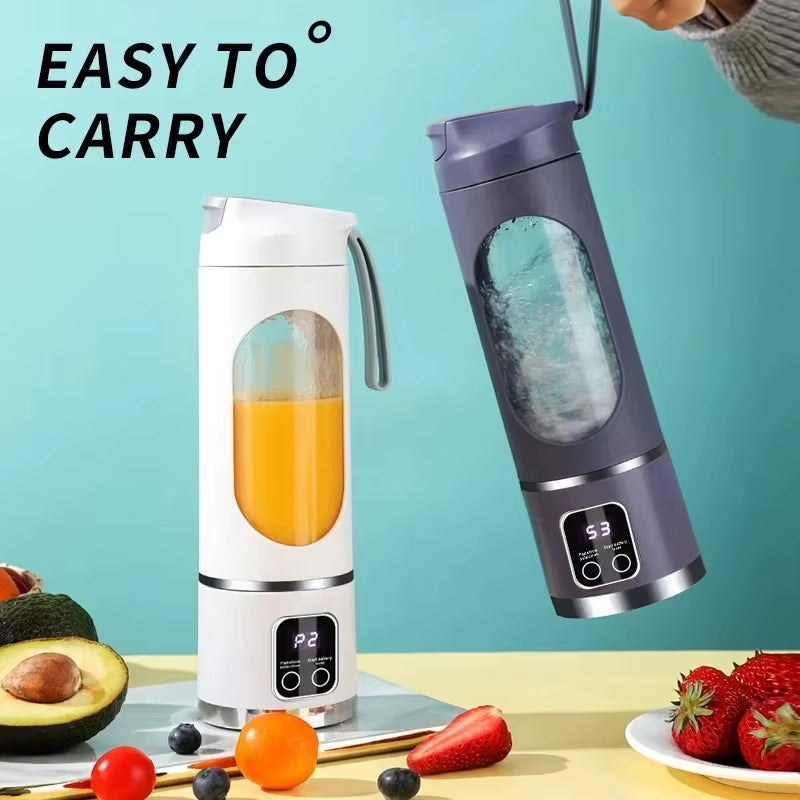 12 Blades Portable Fruit Juicer 450Ml Capacity 3 Gears USB Rechargeable Blender Ice Crusher