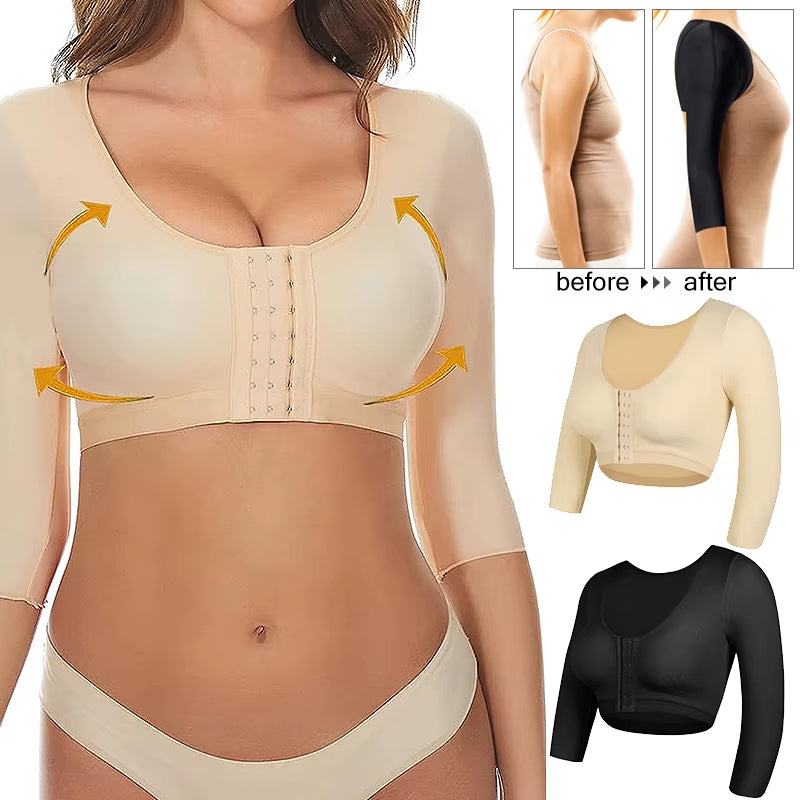 Arm Shaper Compression Top for Women – Compression Half Sleeve Shapewear with Posture Support