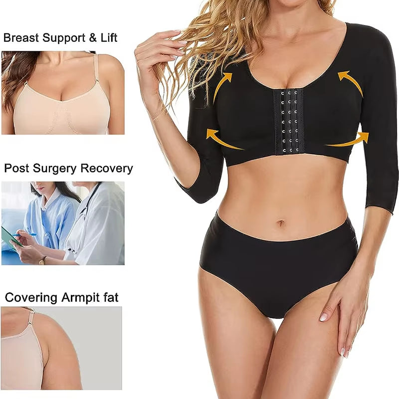 Arm Shaper Compression Top for Women – Compression Half Sleeve Shapewear with Posture Support