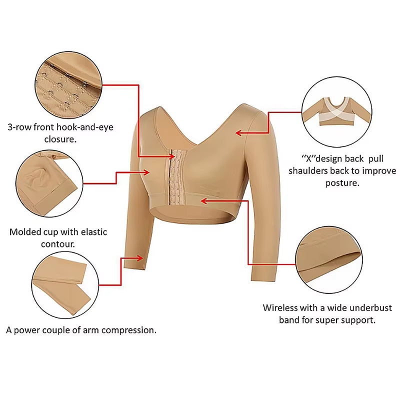 Arm Shaper Compression Top for Women – Compression Half Sleeve Shapewear with Posture Support