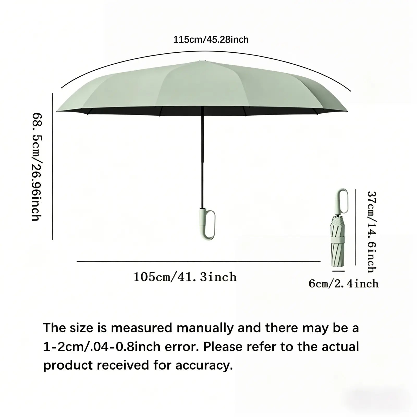 Compact Green Auto Open Umbrella – Windproof, Rainproof & UV Protection | Portable Folding Travel Umbrella for Everyday Use