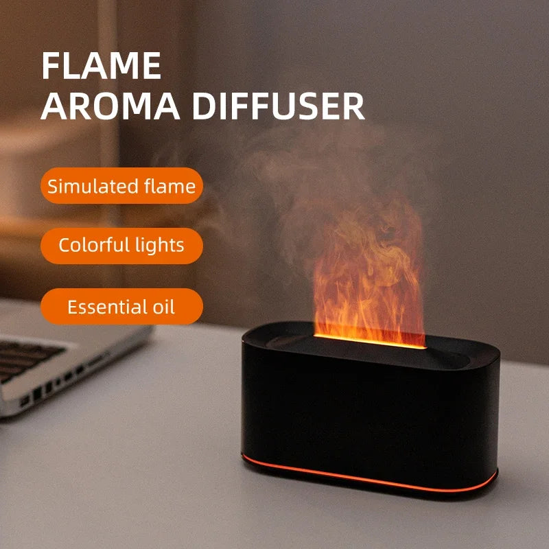 Aroma Diffuser with Flame Glow – Multi-Color Light Mist Humidifier for Home and Office Use