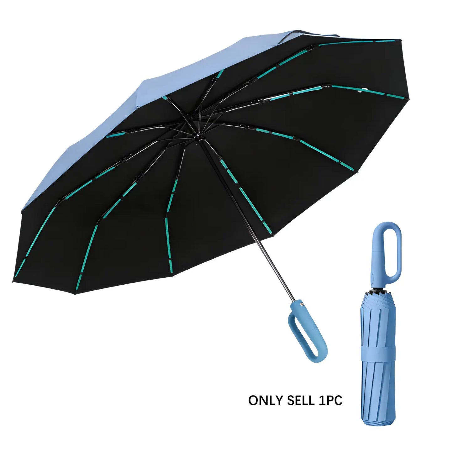 Compact Green Auto Open Umbrella – Windproof, Rainproof & UV Protection | Portable Folding Travel Umbrella for Everyday Use