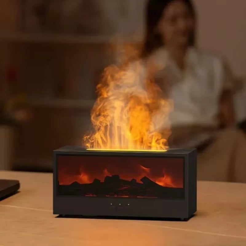 3D Flame Effect Aromatherapy Diffuser – LED Color Mist Humidifier with Remote Control