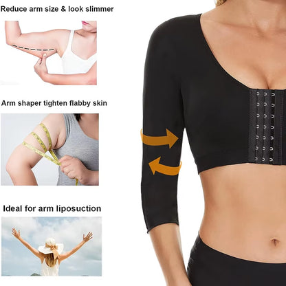 Arm Shaper Compression Top for Women – Compression Half Sleeve Shapewear with Posture Support