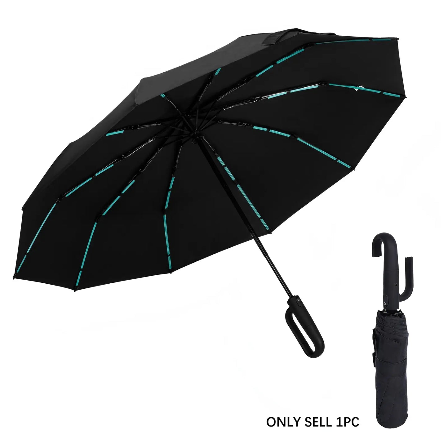 Compact Green Auto Open Umbrella – Windproof, Rainproof & UV Protection | Portable Folding Travel Umbrella for Everyday Use