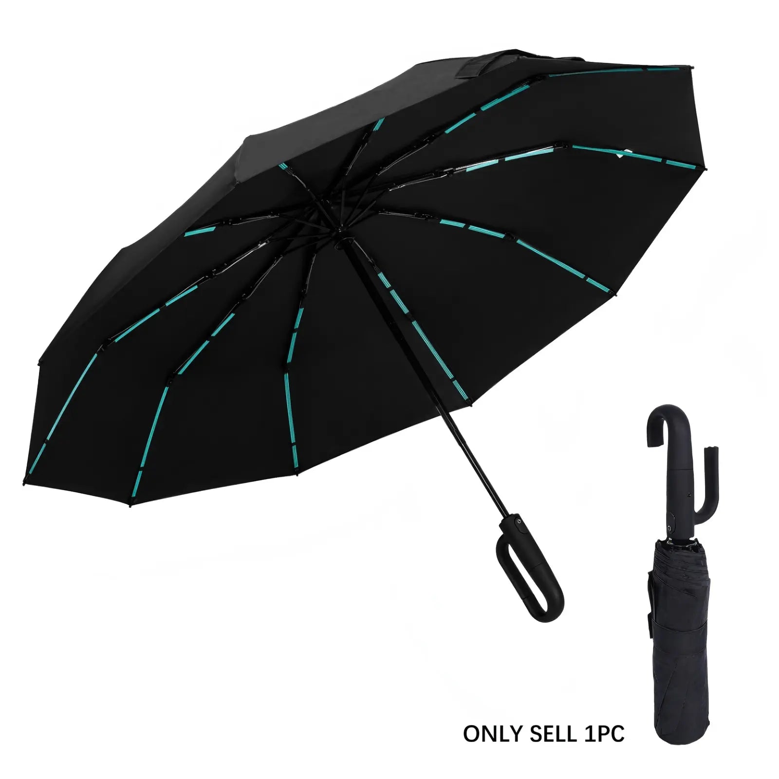 Compact Green Auto Open Umbrella – Windproof, Rainproof & UV Protection | Portable Folding Travel Umbrella for Everyday Use