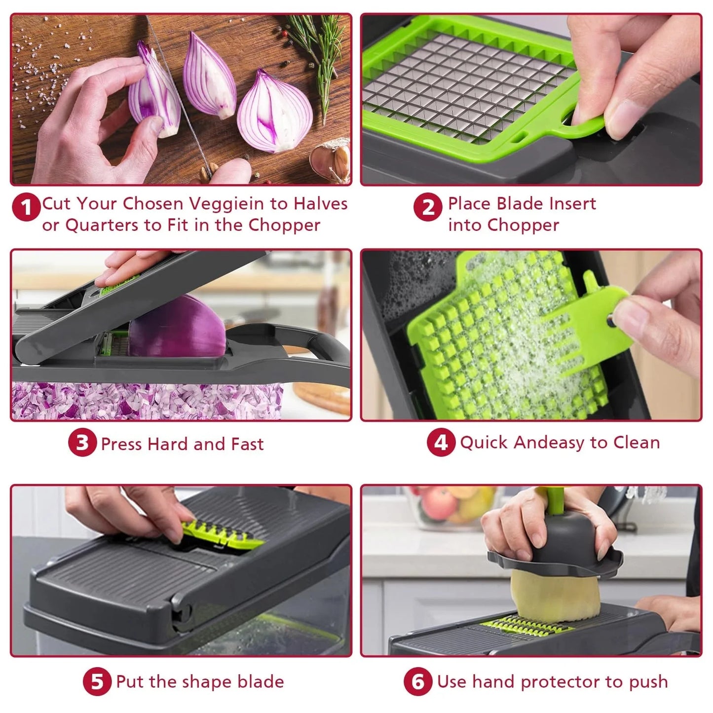 16-in-1 Multi-Functional Vegetable Dicer, Slicer, Shredder, and Chopper with Stainless Steel Blades