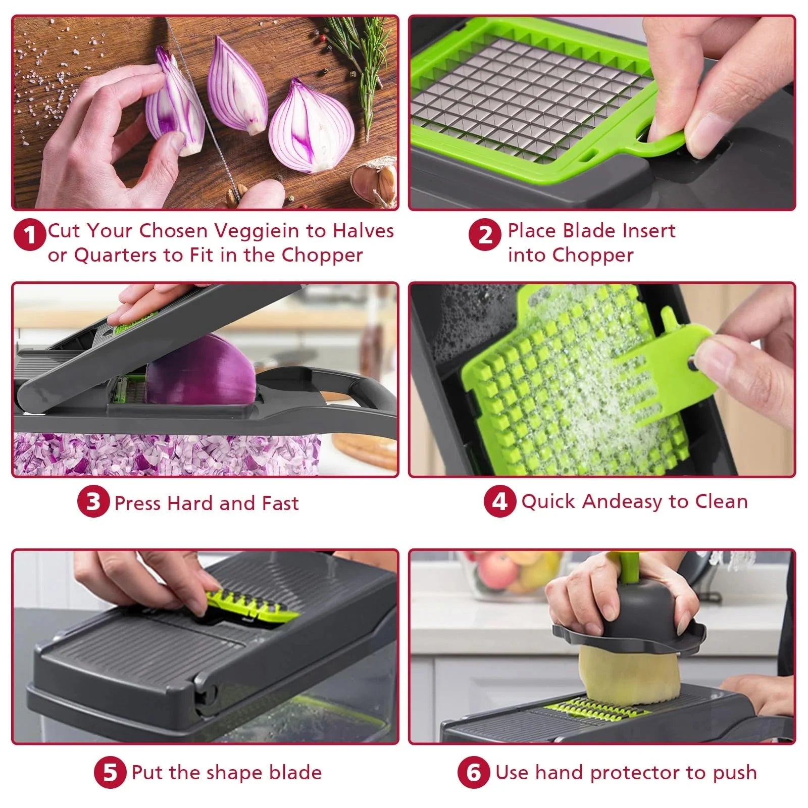 16-in-1 Multi-Functional Vegetable Dicer, Slicer, Shredder, and Chopper with Stainless Steel Blades